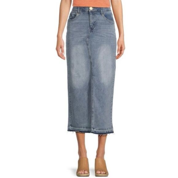 Democracy “Ab”solution Tummy Control Denim Midi Skirt Medium Light Wash Size 4 - Picture 1 of 16